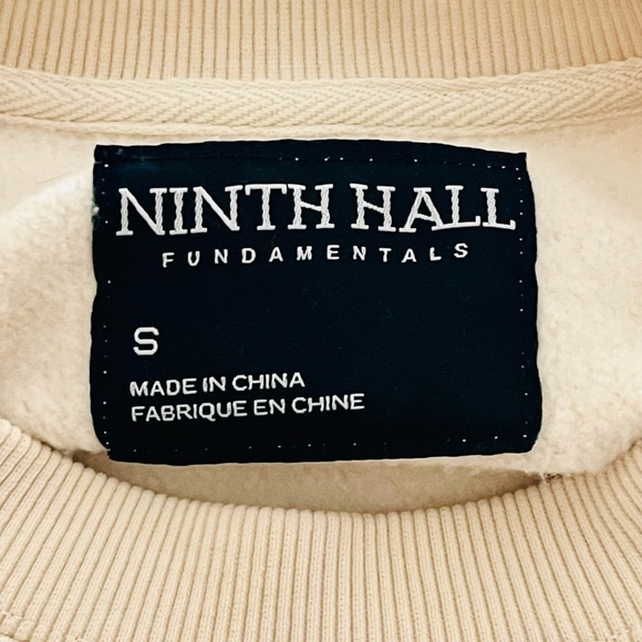 Men's Sweater Ninth Hall Fundamentals Cream Soft Crewneck Center Logo Sweatshirt - Picture 5 of 6
